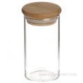 Transparent Food Storage Canister with Wooden Lid